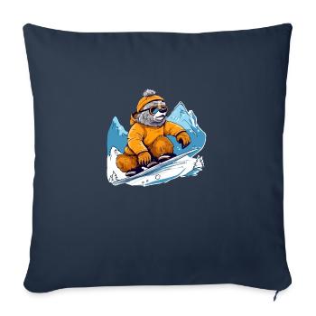 Kiki au snowboard - Housse de coussin décorative 45 x 45 cm - bleu marine - Devant