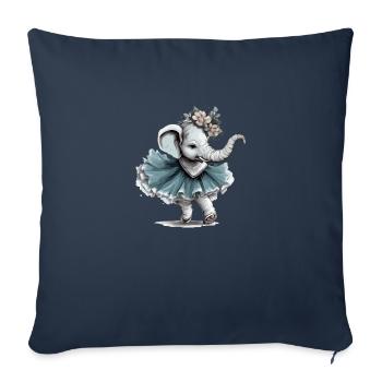 Zouzou l'éléphant au tutu - Housse de coussin décorative 45 x 45 cm - bleu marine - Devant