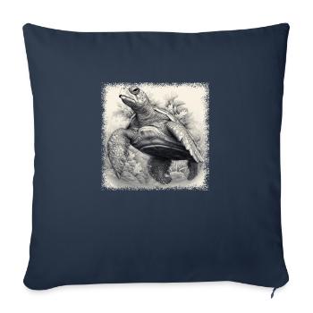 Happy Tortoises Wave Animal Protection Duck - Housse de coussin décorative 45 x 45 cm - bleu marine - Devant