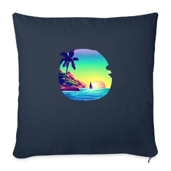 Vacances d’été Sun Palm Beach Palm Island - Housse de coussin décorative 45 x 45 cm - bleu marine - Devant