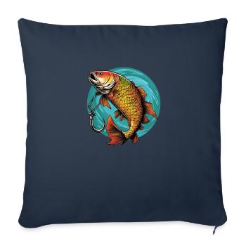 Karpfenangeln Shirt - Sofakissenbezug 45 x 45 cm - Navy - Vorne