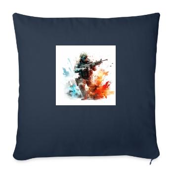 Gaming Art CoD BF 2042 BF4 BF3 BF2 - Sofa pillowcase 17,3'' x 17,3'' (45 x 45 cm) - navy - Front