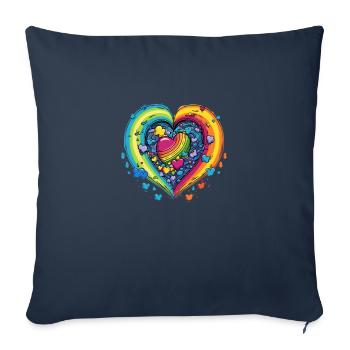 La communauté LGBTQAI+ soutient Rainbow Hearts - Housse de coussin décorative 45 x 45 cm - bleu marine - Devant