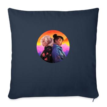 LGBTQAI+ Deux personnes - Housse de coussin décorative 45 x 45 cm - bleu marine - Devant
