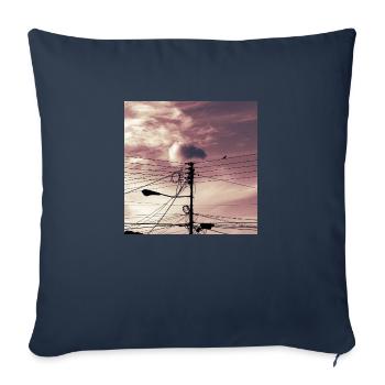 Der Vogel auf den Kabeln - Sofakissenbezug 45 x 45 cm - Navy - Vorne