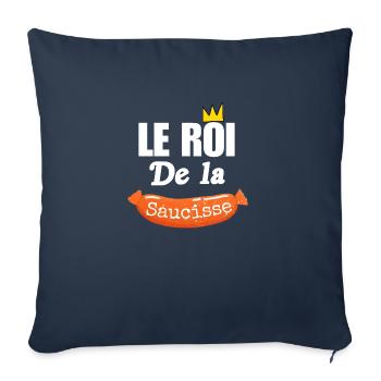 Le Roi de la Saucisse, barbecue humour papa été - Housse de coussin décorative 45 x 45 cm - bleu marine - Devant