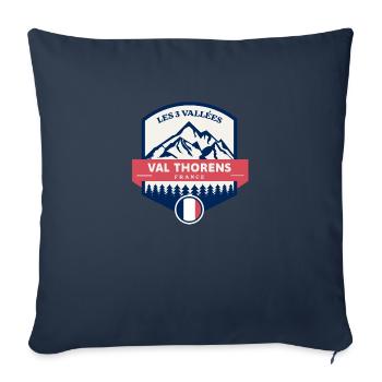 Val Thorens Drapeau Français Rétro Montagnes - Housse de coussin décorative 45 x 45 cm - bleu marine - Devant