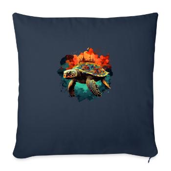 La tortue porte le fardeau du monde - Housse de coussin décorative 45 x 45 cm - bleu marine - Devant