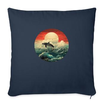 Orque au coucher du soleil - Housse de coussin décorative 45 x 45 cm - bleu marine - Devant