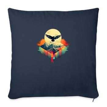 Ein Vogel breitet seine Schwingen aus - Sofakissenbezug 45 x 45 cm - Navy - Vorne