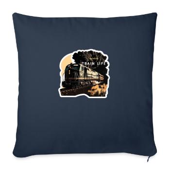 Train Life : Passionné de trains - Housse de coussin décorative 45 x 45 cm - bleu marine - Devant