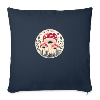 Mushrooms toadstools in magic hearts - Sofa pillowcase 17,3'' x 17,3'' (45 x 45 cm) - navy - Front