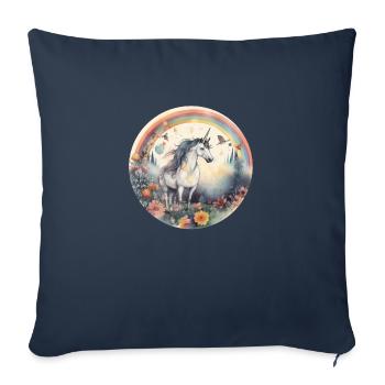 Enchanted Rainbow: Licorne magique - Housse de coussin décorative 45 x 45 cm - bleu marine - Devant