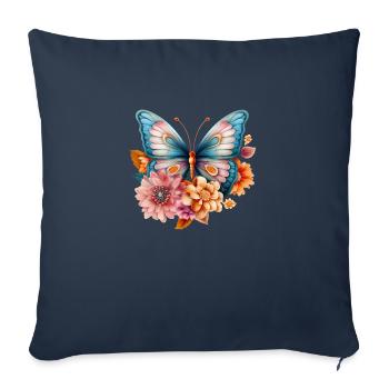 Beau papillon dessiné avec imagination - Housse de coussin décorative 45 x 45 cm - bleu marine - Devant