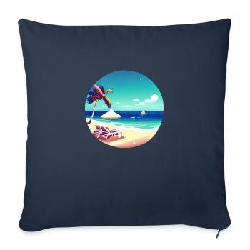 Vacances d’été Palm Beach Palm Islands Island Sun - Housse de coussin décorative 45 x 45 cm - bleu marine - Devant