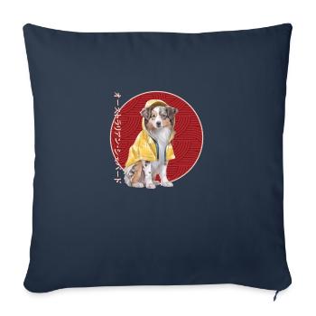 Berger australien japonais imperméable - Housse de coussin décorative 45 x 45 cm - bleu marine - Devant