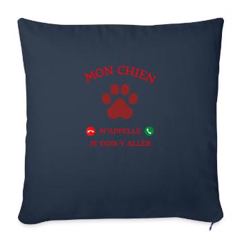 Mon chien m'appelle je dois y aller cadeau humour - Housse de coussin décorative 45 x 45 cm - bleu marine - Devant