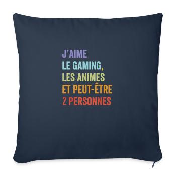 Humour jeux video homme Gamer Geek Anime Japonais - Housse de coussin décorative 45 x 45 cm - bleu marine - Devant