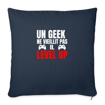 Un Geek Ne Vieillit Pas Il Level Up - Housse de coussin décorative 45 x 45 cm - bleu marine - Devant