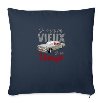je suis pas vieux je suis vintage - Housse de coussin décorative 45 x 45 cm - bleu marine - Devant