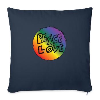 gay pride peace and love amour paie drapeau fierté - Housse de coussin décorative 45 x 45 cm - bleu marine - Devant
