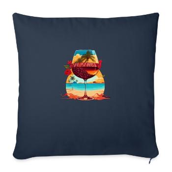 Verre à vin d’été - Housse de coussin décorative 45 x 45 cm - bleu marine - Devant