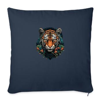 Le tigre se cache - Housse de coussin décorative 45 x 45 cm - bleu marine - Devant