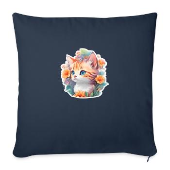 mignon bébé chat - Housse de coussin décorative 45 x 45 cm - bleu marine - Devant