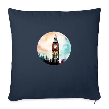 Big Ben Londres Angleterre - Housse de coussin décorative 45 x 45 cm - bleu marine - Devant