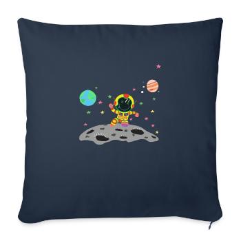 astronaute jaune et rouge - Housse de coussin décorative 45 x 45 cm - bleu marine - Devant