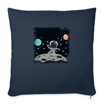 astronaute gris grunge - Housse de coussin décorative 45 x 45 cm - bleu marine - Devant