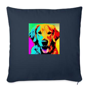 Golden retriever - Housse de coussin décorative 45 x 45 cm - bleu marine - Devant