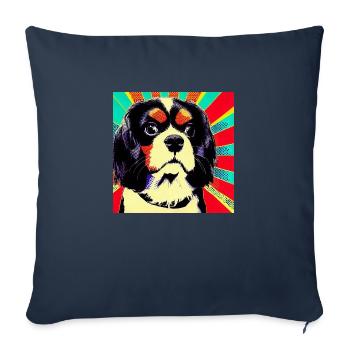 Cavalier King Charles Spaniel pop art - Housse de coussin décorative 45 x 45 cm - bleu marine - Devant