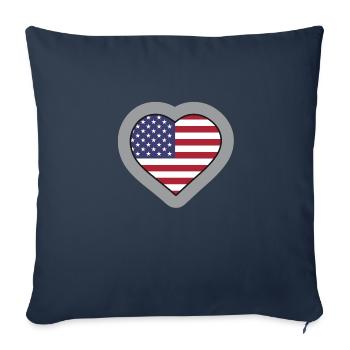 USA-Herz - Sofakissenbezug 45 x 45 cm - Navy - Vorne