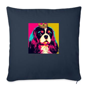 Cavalier King Charles Spaniel Pop Art - Housse de coussin décorative 45 x 45 cm - bleu marine - Devant