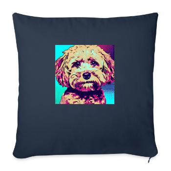 Poodle Cross Pop Art - Sofa pillowcase 17,3'' x 17,3'' (45 x 45 cm) - navy - Front