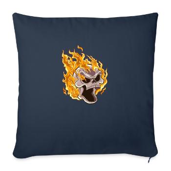 Flaming Skull - Sofa pillowcase 17,3'' x 17,3'' (45 x 45 cm) - navy - Front