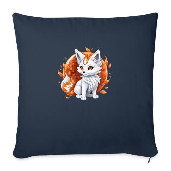 Kawaii Kitsune - Housse de coussin décorative 45 x 45 cm - bleu marine - Devant