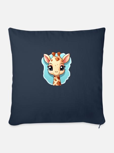 Giraffe Kawaii - Sofakissenbezug 45 x 45 cm - Navy