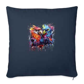 oiseaux colorés - Housse de coussin décorative 45 x 45 cm - bleu marine - Devant