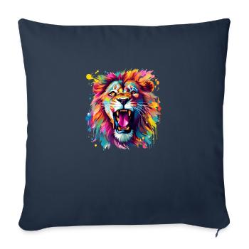 rugissement coloré - Housse de coussin décorative 45 x 45 cm - bleu marine - Devant
