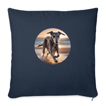 Lurcher on the Shoreline - Sofa pillowcase 17,3'' x 17,3'' (45 x 45 cm) - navy - Front