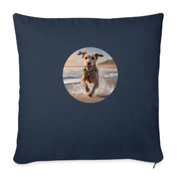 A Happy Dog at the Beach - Sofa pillowcase 17,3'' x 17,3'' (45 x 45 cm) - navy - Front