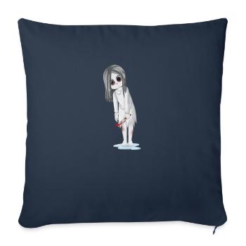 fille horreur - Housse de coussin décorative 45 x 45 cm - bleu marine - Devant