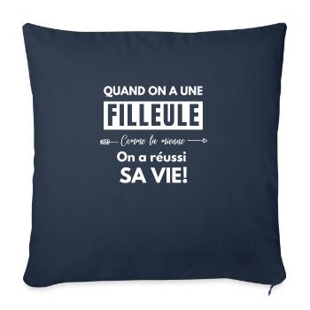 quand on a une filleule comme la mienne - Housse de coussin décorative 45 x 45 cm - bleu marine - Devant