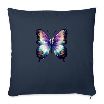 Papillon Papillon Insecte animal - Housse de coussin décorative 45 x 45 cm - bleu marine - Devant