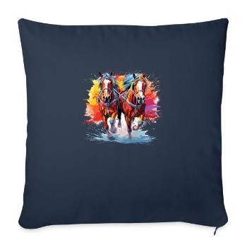 Zugpferde, Kutsche - Sofakissenbezug 45 x 45 cm - Navy - Vorne