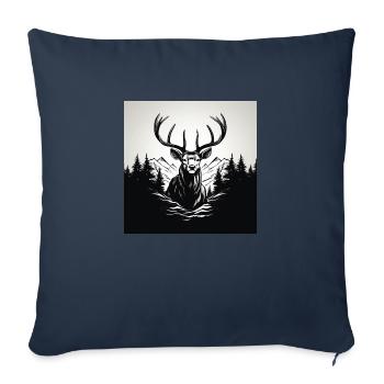 Schwarz Weiß Hirsch - Sofakissenbezug 45 x 45 cm - Navy - Vorne