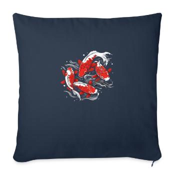 Un banc de poissons koï japonais - Housse de coussin décorative 45 x 45 cm - bleu marine - Devant