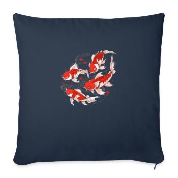 Un banc de poissons koï japonais - Housse de coussin décorative 45 x 45 cm - bleu marine - Devant